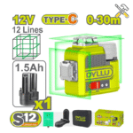 خرید تراز لیزری شارژی 12 ولت 12 خط سبز دایلو مدل DTLE8M12